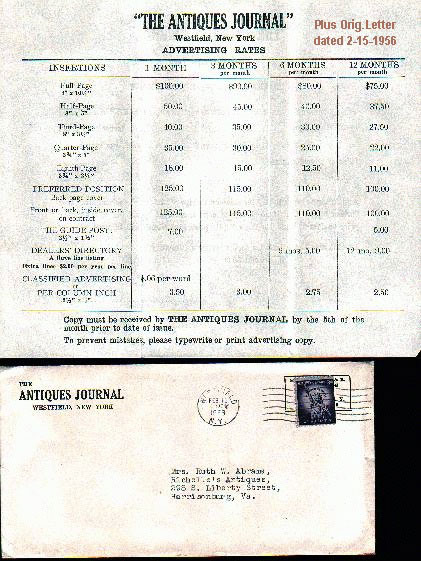 100tos#1472N Antiques Jourrnl Advertising Rate renewal Advertisement renewal for The Antiques Journal