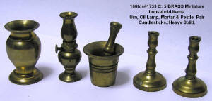 Small Brass Minature items from 1950's Gift Shop