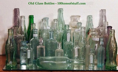 Group photo of some of our Old Glass Bottles from 100tonsofstuff Estate.